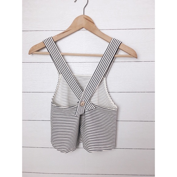 Zara | Blue Striped Criss Cross Button Tank Top - Picture 6 of 6